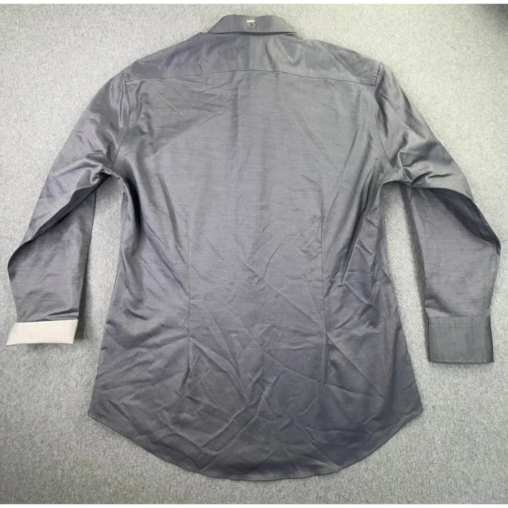 BLACK BROWN Dress Shirt Mens 16-32 Gray Egyptian Cotton Designer City‎ Office - Picture 6 of 9